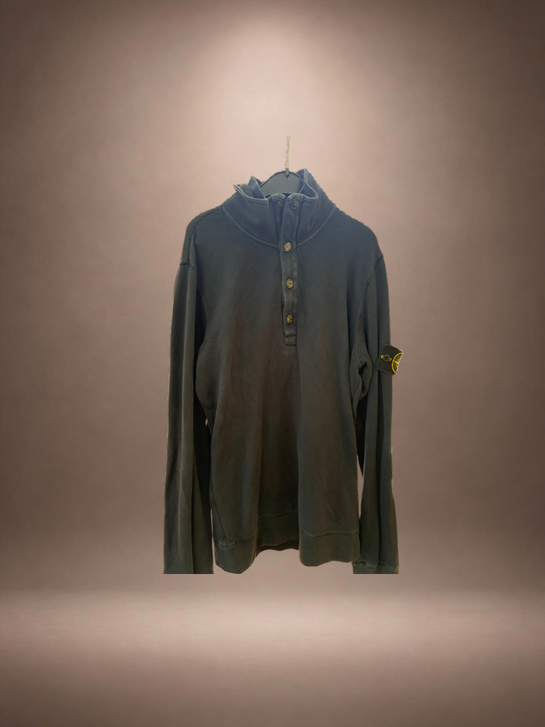 Stone Island Quarter Zip Trui Zwart S, vintage stuk